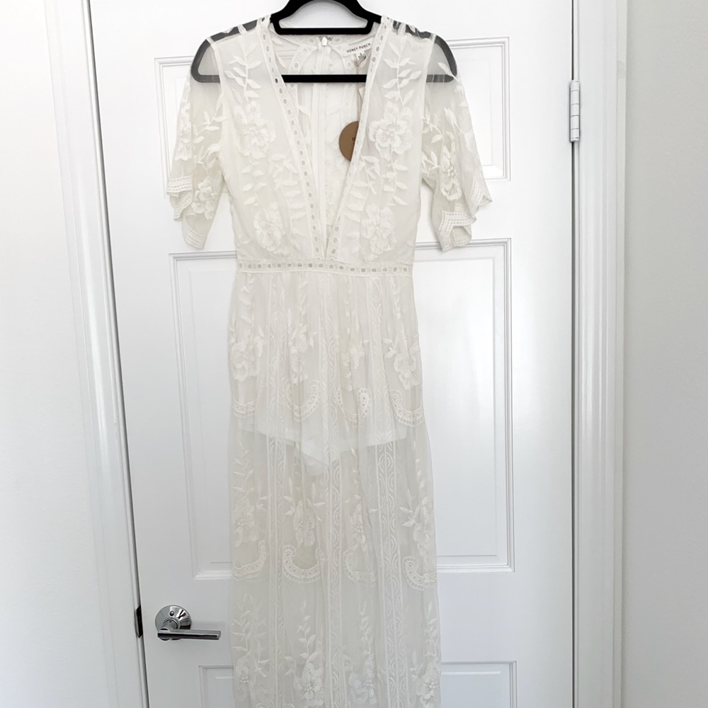 Honey Punch floor length romper dress size small